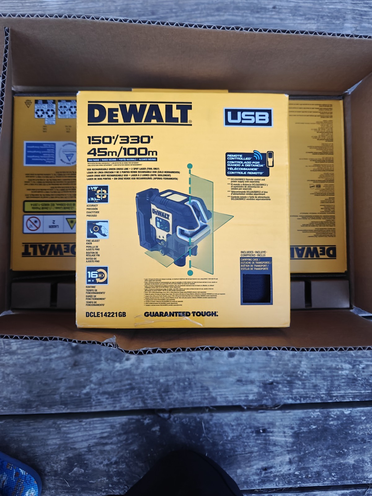 DeWALT Power Tools - DCLE14221GB USB Cross Line Green Beam Laser