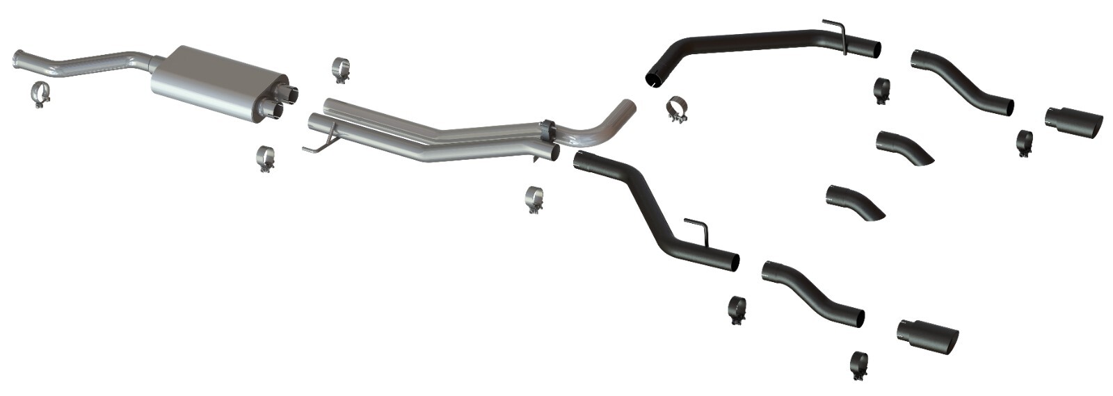 2020-2024 Jeep Gladiator True Dual Cat-Back Exhaust System- Black Stainless Tips