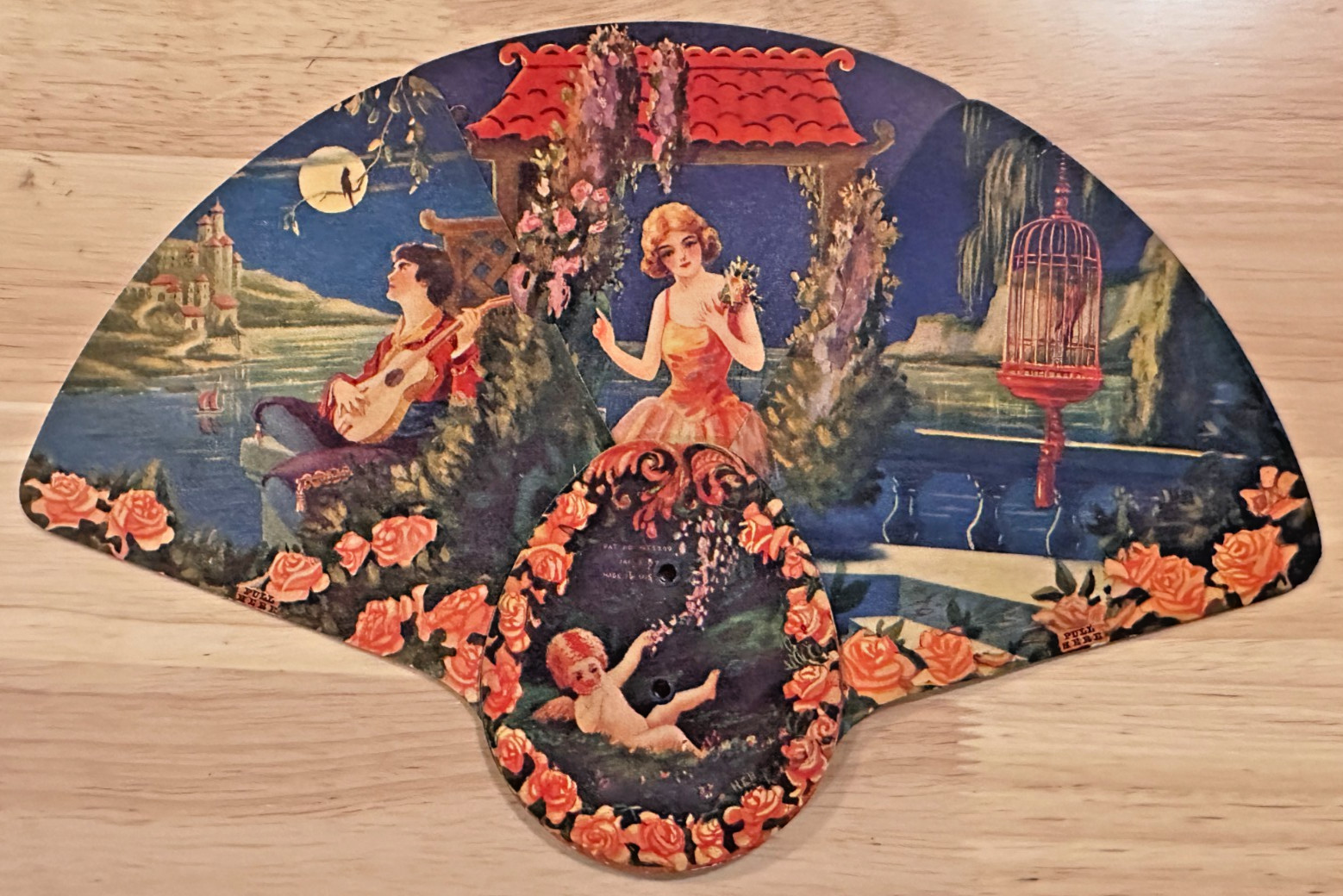 Vintage 1928 Tri-Panel Advertising Paper Fan Edwin Pratt’s Sons Kankakee IL