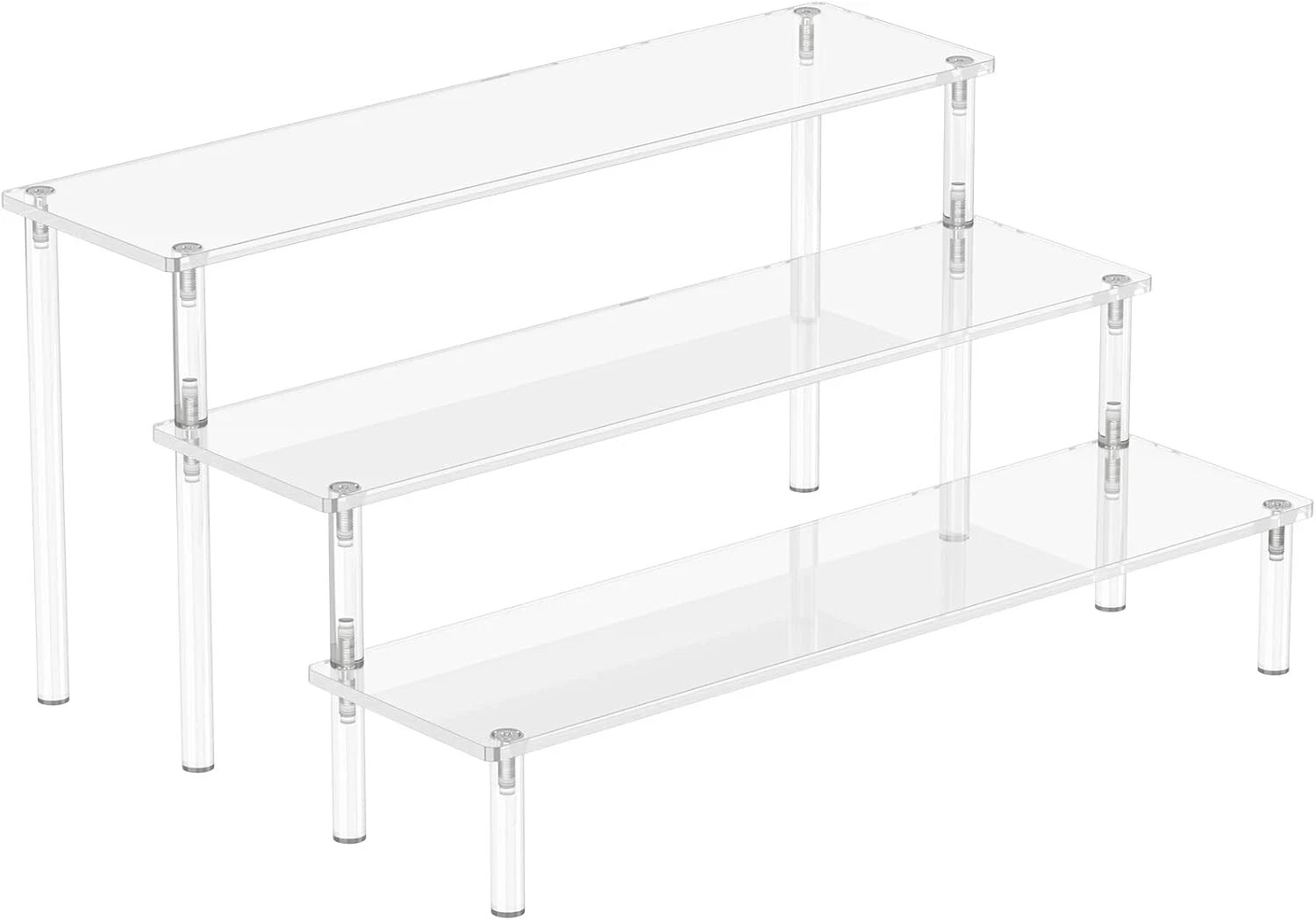 Acrylic Display Risers, 3 Tier Clear Perfume Organizer Stand, Large Shelf Riser