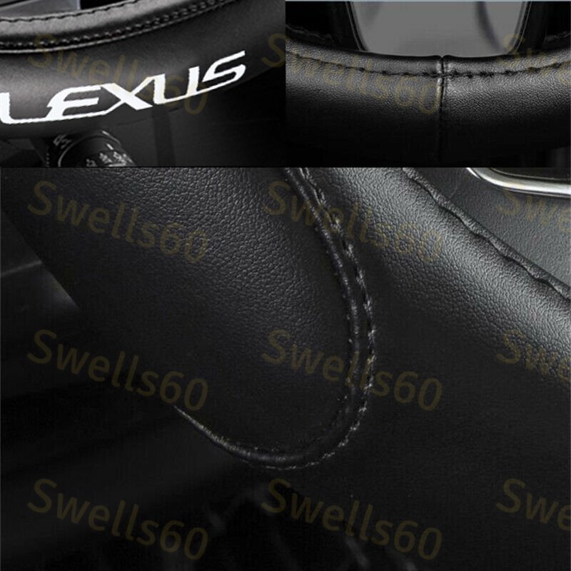 Black 15" Car Steering Wheel Cover Genuine Leather For LEXUS IS300 LS460 IS350