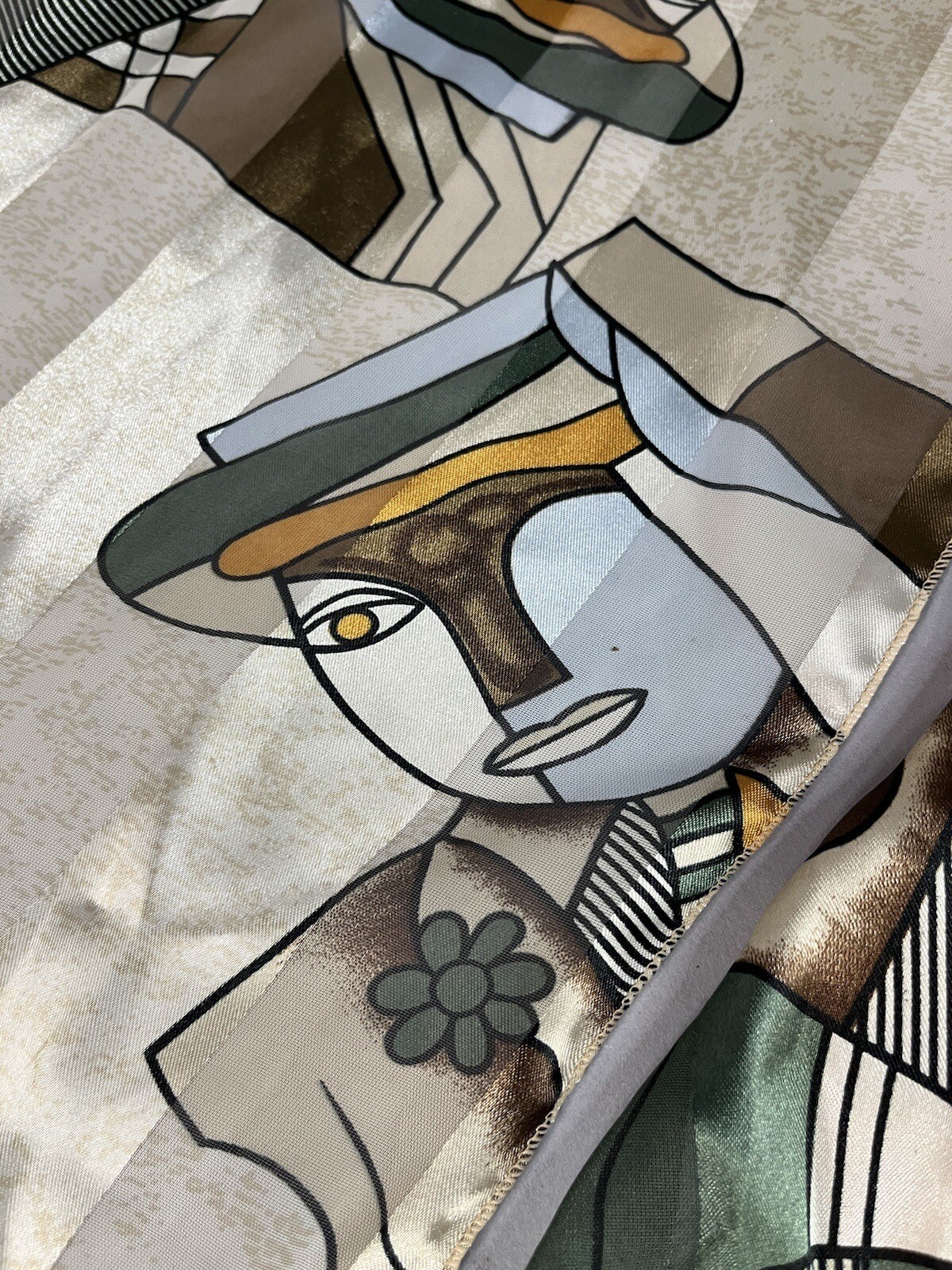 Scarf Abstract Picasso Style Art Face Silk Feel 60x13 Wrap