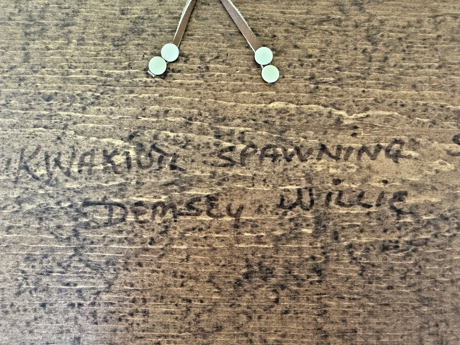 Original Kwakiutl Salmon Spawning Wood Carving by Demsey Willie, Estate Find