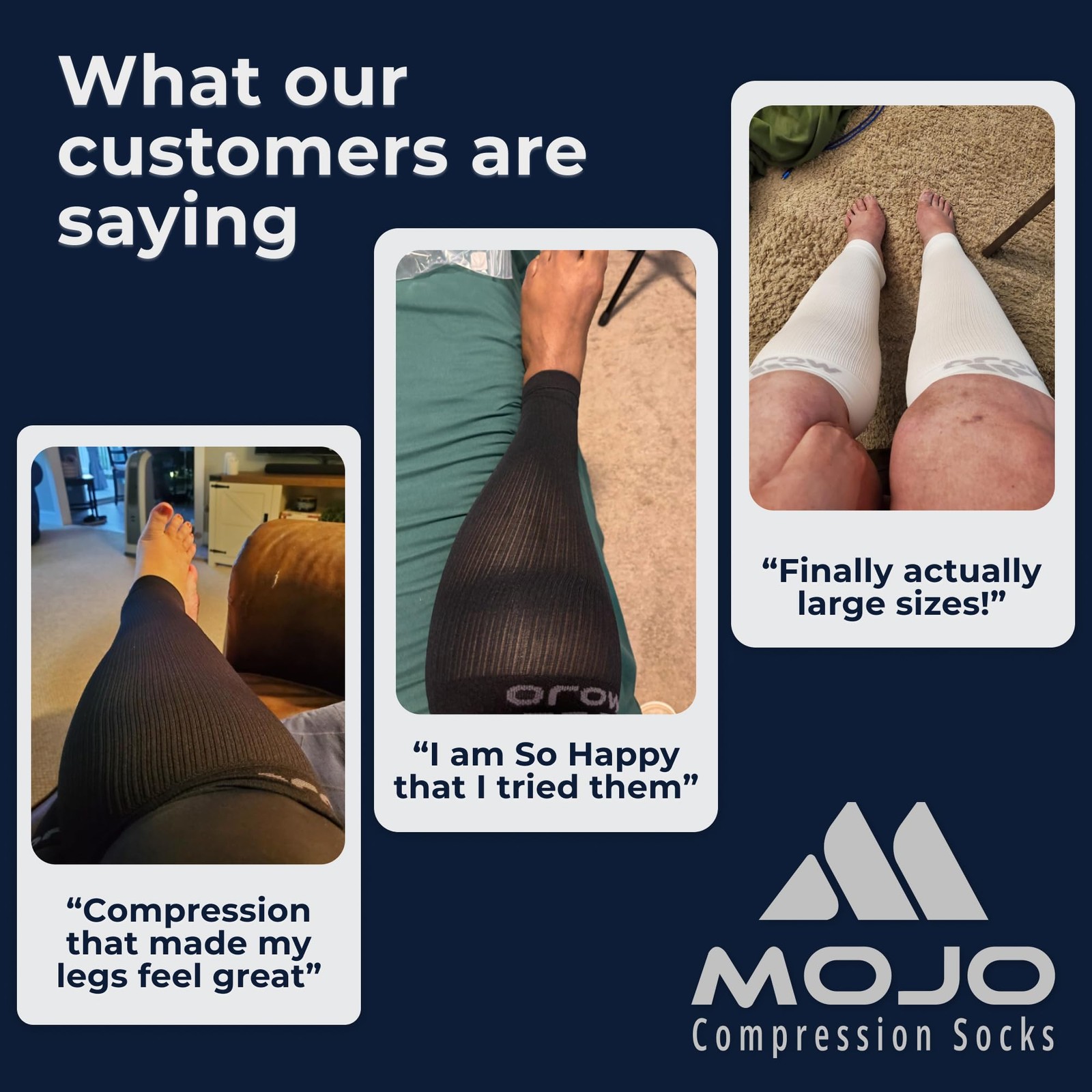 Mojo - Compression Socks Footless for Women and Men 20-30mmHg 3X-Large, Black