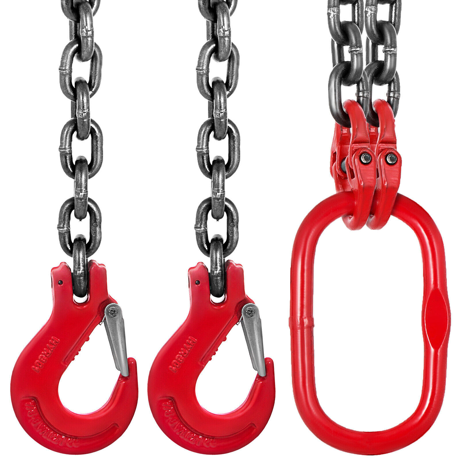 One 5/16" x 6' G80 Chain Lifting Sling 2 Legs 3T/6600lbs Capacity w/Grab Hooks