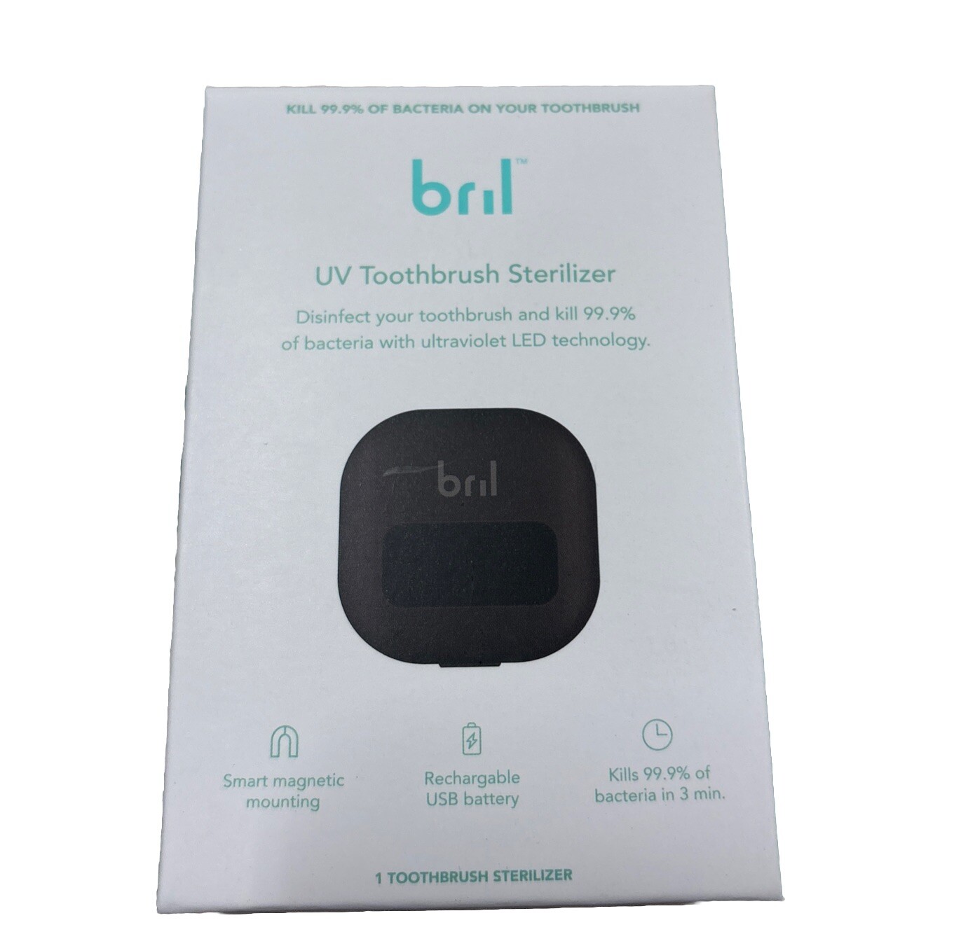 Bril UV-C Toothbrush Cleaner Portable Brush Cover For Any Toothbrush (BLACK)