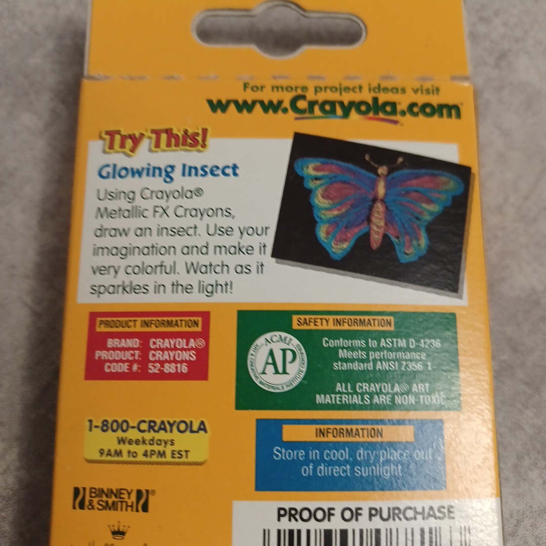 VTG Crayola Crayons Metallic Fx 16 New 2001 NOS non-toxic Binney & Smith