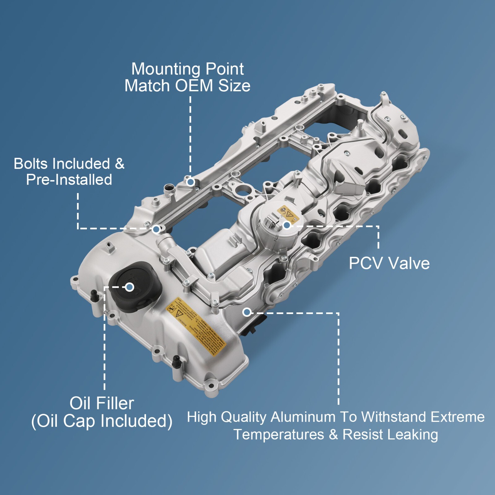 ALUMINUM Valve Cover w/ Gasket & Cap For BMW 135i 335i 535i 640i 740i X3 X5 N55