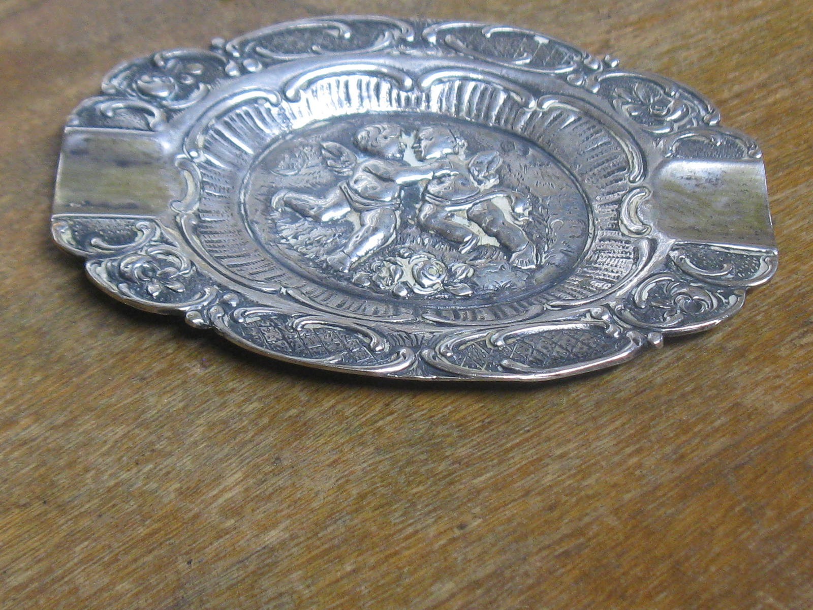 German 800 post 1886 silver coin or ashtray cupid or angels
