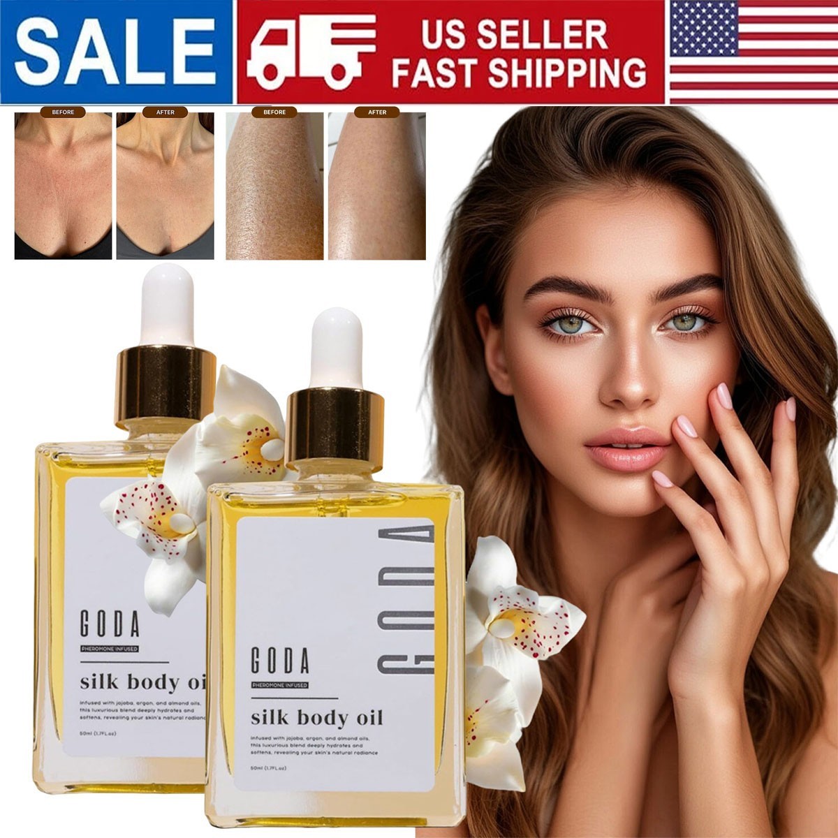 GODA Silk Body Oil, Silk Body Oil, Goda Perfume Oil,Bath& Shower Oil Smooth Skin