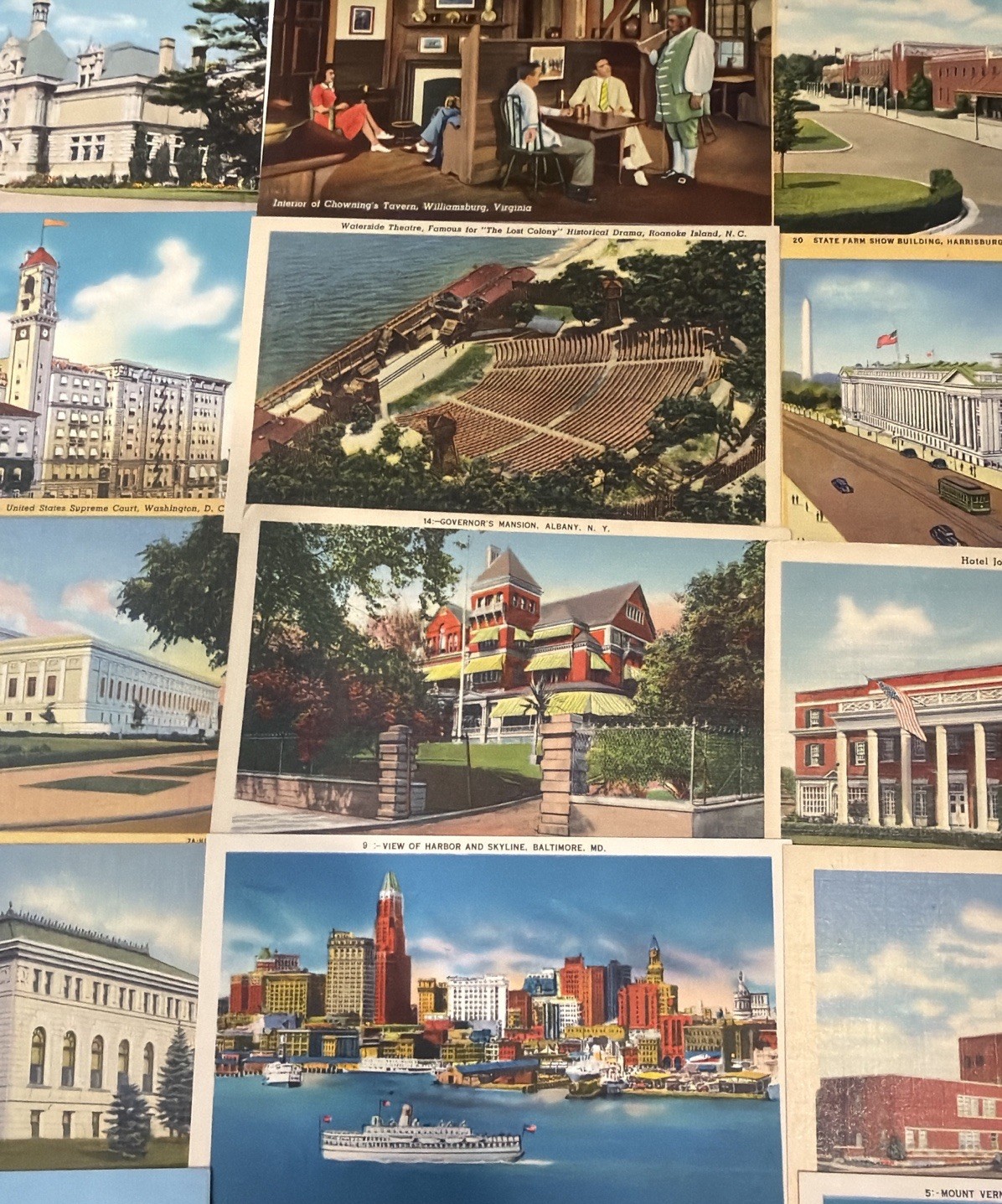 40 Vintage Linen Postcards 1930s–1950s Mixed U.S. Views Bulk Lot