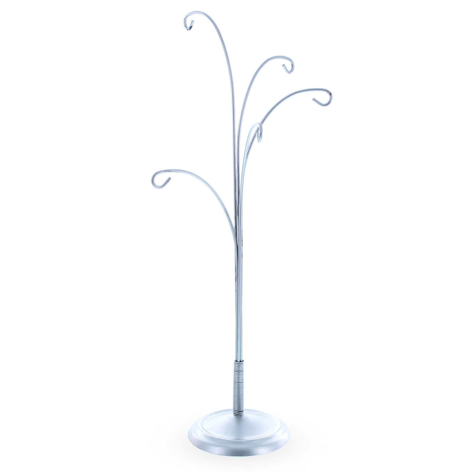 5 -Arm Scroll Tree Branches Silver Metal Display Stand 14.5 Inches (Poland)
