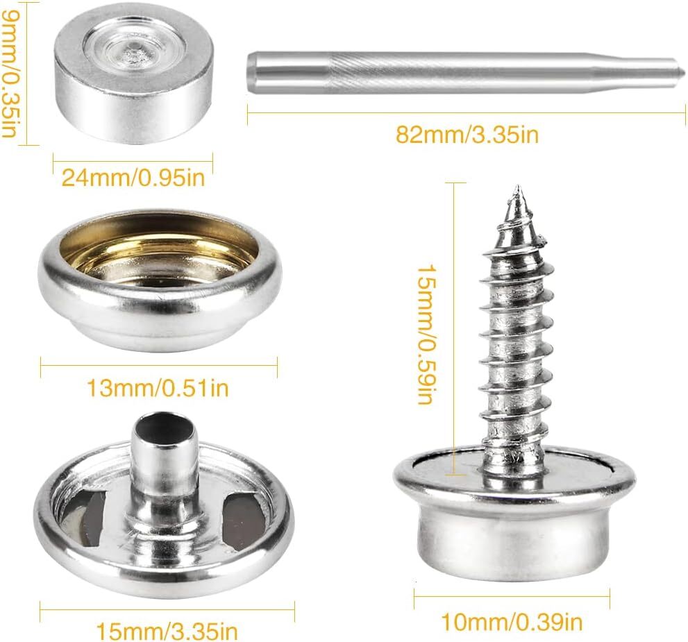 Screw Snap Fastener Stainless Steel Boat Canvas Press Stud Cover Button Kit