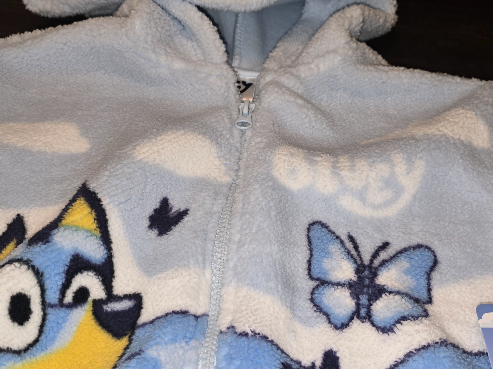 BLUEY Girls Sherpa Fleece Zip Up Jacket Sz 7 8 Cartoon Cozy Warm Winter Playful