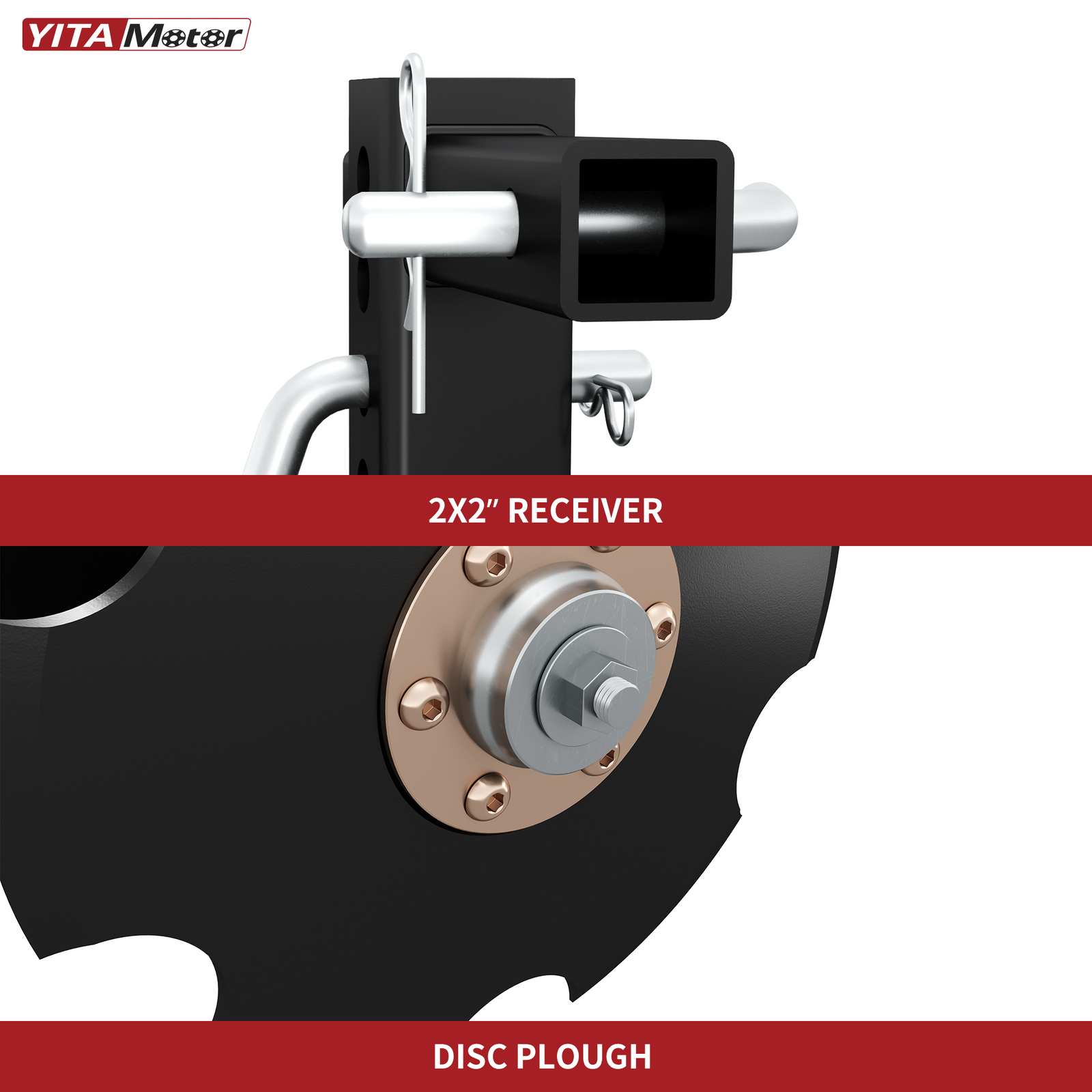 Heavy Duty ATV/UTV Disc Plow Harrow W/ 28" Cut Width & 2" Receiver Hitch Attach