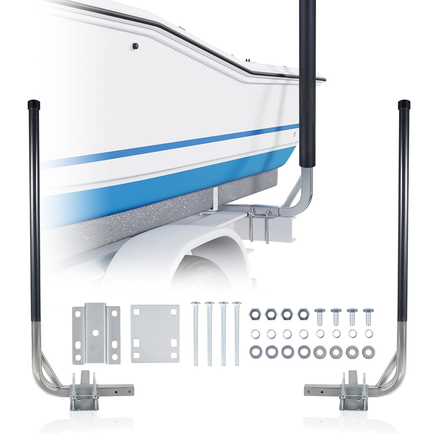 Black Boat Trailer Guide 31"-48" Adjustable , Boat Trailer Guides Poles Kits