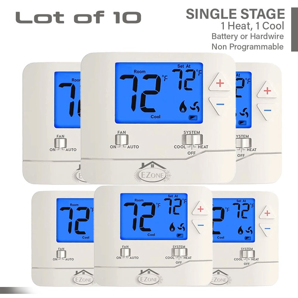 "LOT OF 10" Digital Electronic Non Programmable Single Thermostat 701 Heat/Cool