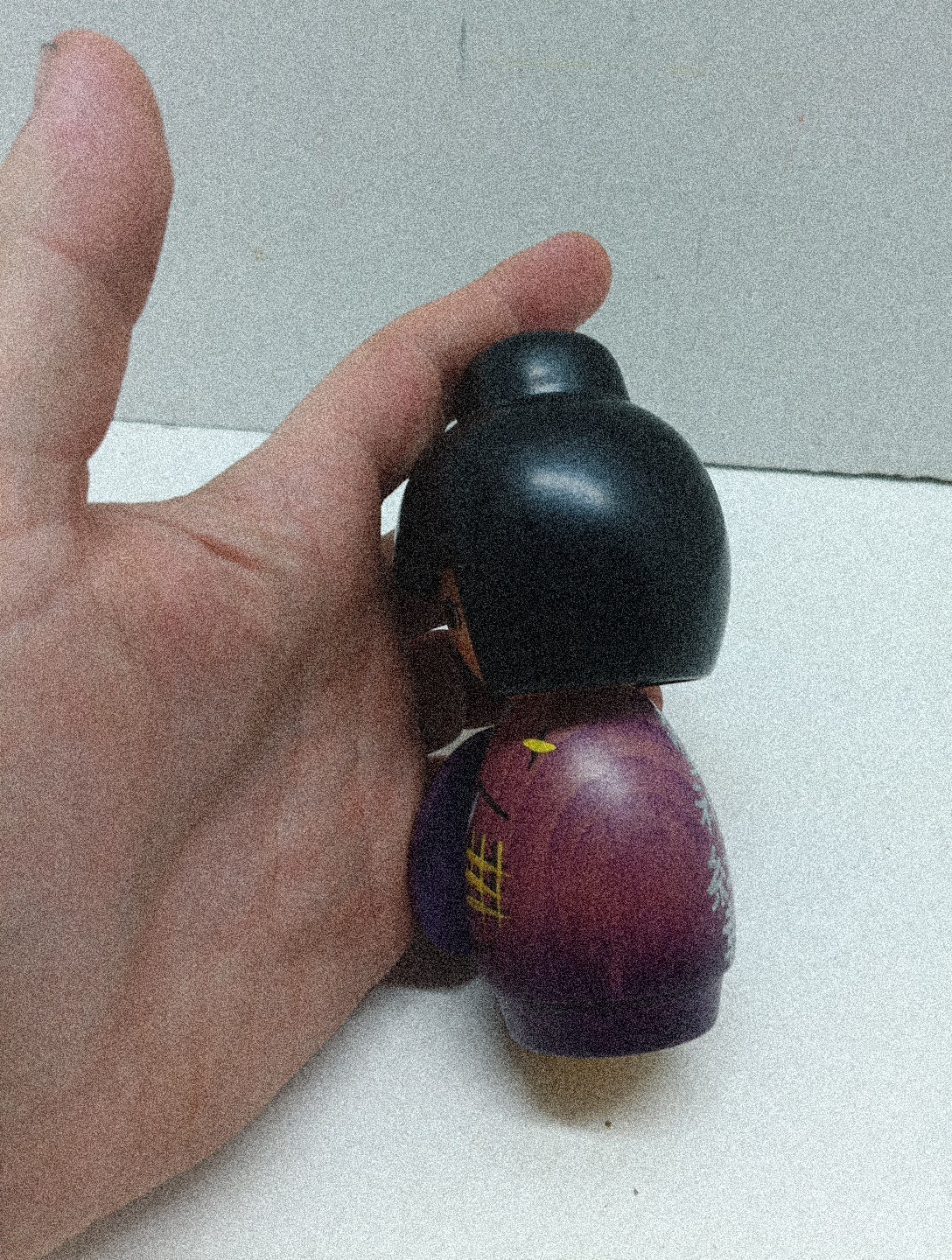 Japanese Geisha Wooden Figurine With Umbrella 5 1/2" Purple Made In Japan