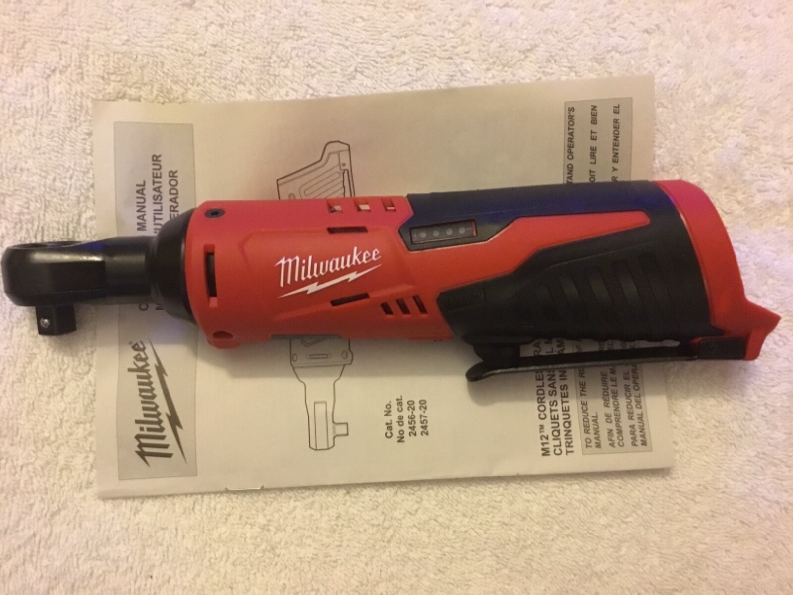 New Milwaukee 2457-20 M12 12V 12 Volt Li-ion 3/8” Cordless Ratchet
