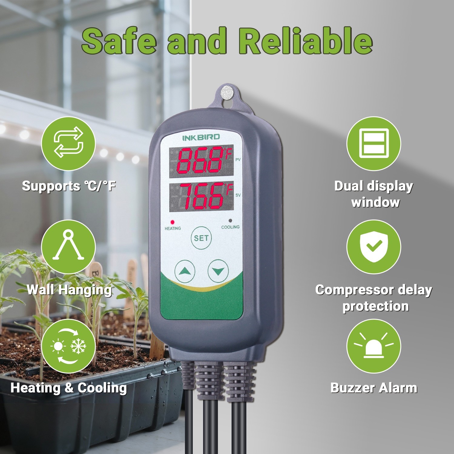 Inkbird Heating Cooling Temperature Controller Pre-wired Thermostat -58~248 °F