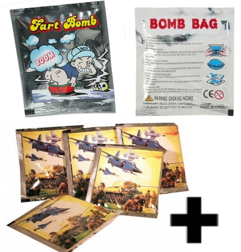 10 FART STINK BOMB BAGS + 10 BOMB WAR BOMBS