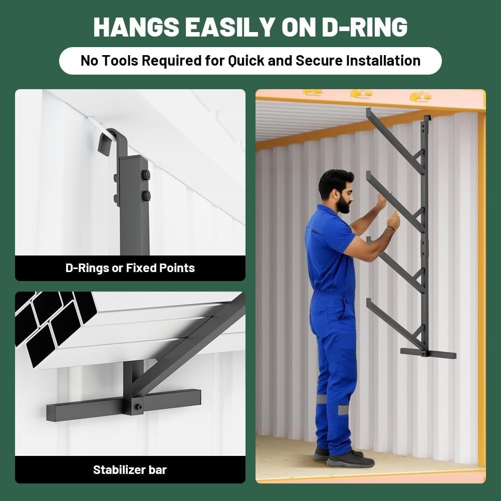 4 Pack Shipping Container Pipe Rack 4 Tier 64"H Steel No-Drill Shelving Brackets