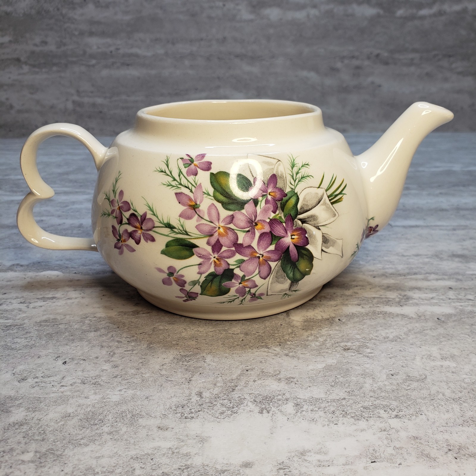 Floral Teacup and Teapot Set with Unique Handle