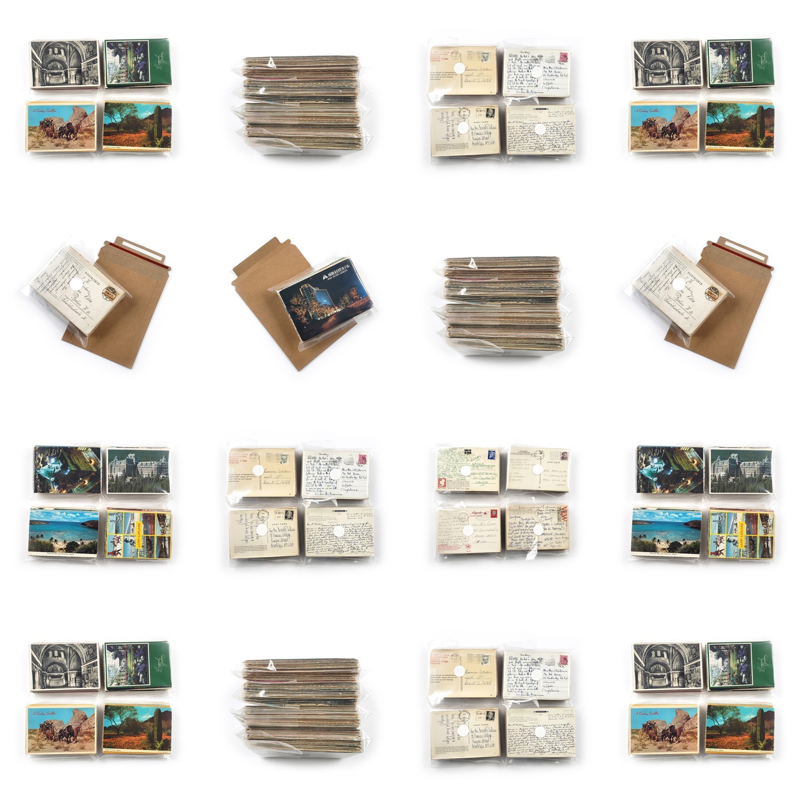 70 Vintage Used 4x6 Postcards Lot - All Posted - Worldwide Stamps & Postmarks