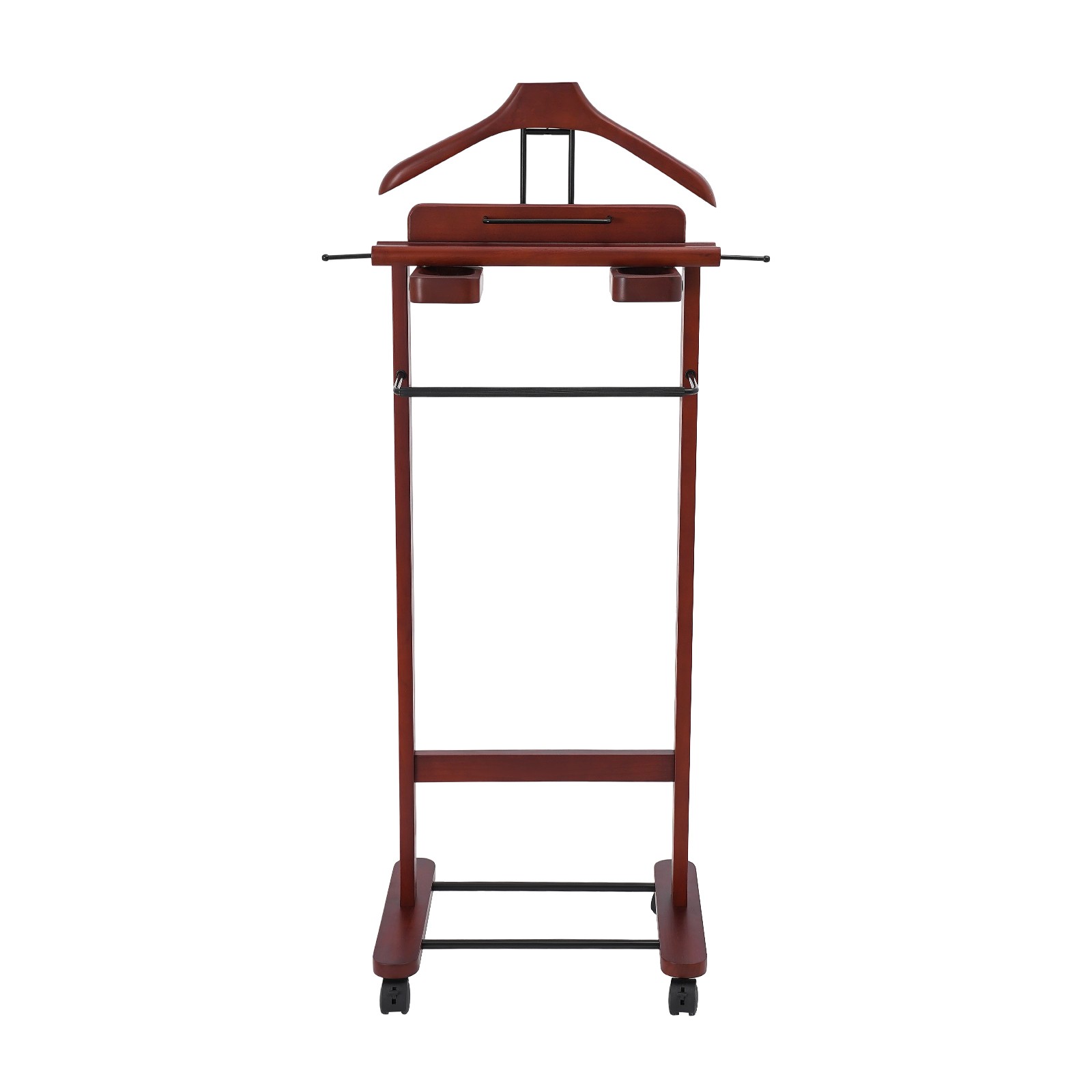 30kg Capacity Wood Suit Rack Freestanding Clothing Stand Suit Stand W/Wheels