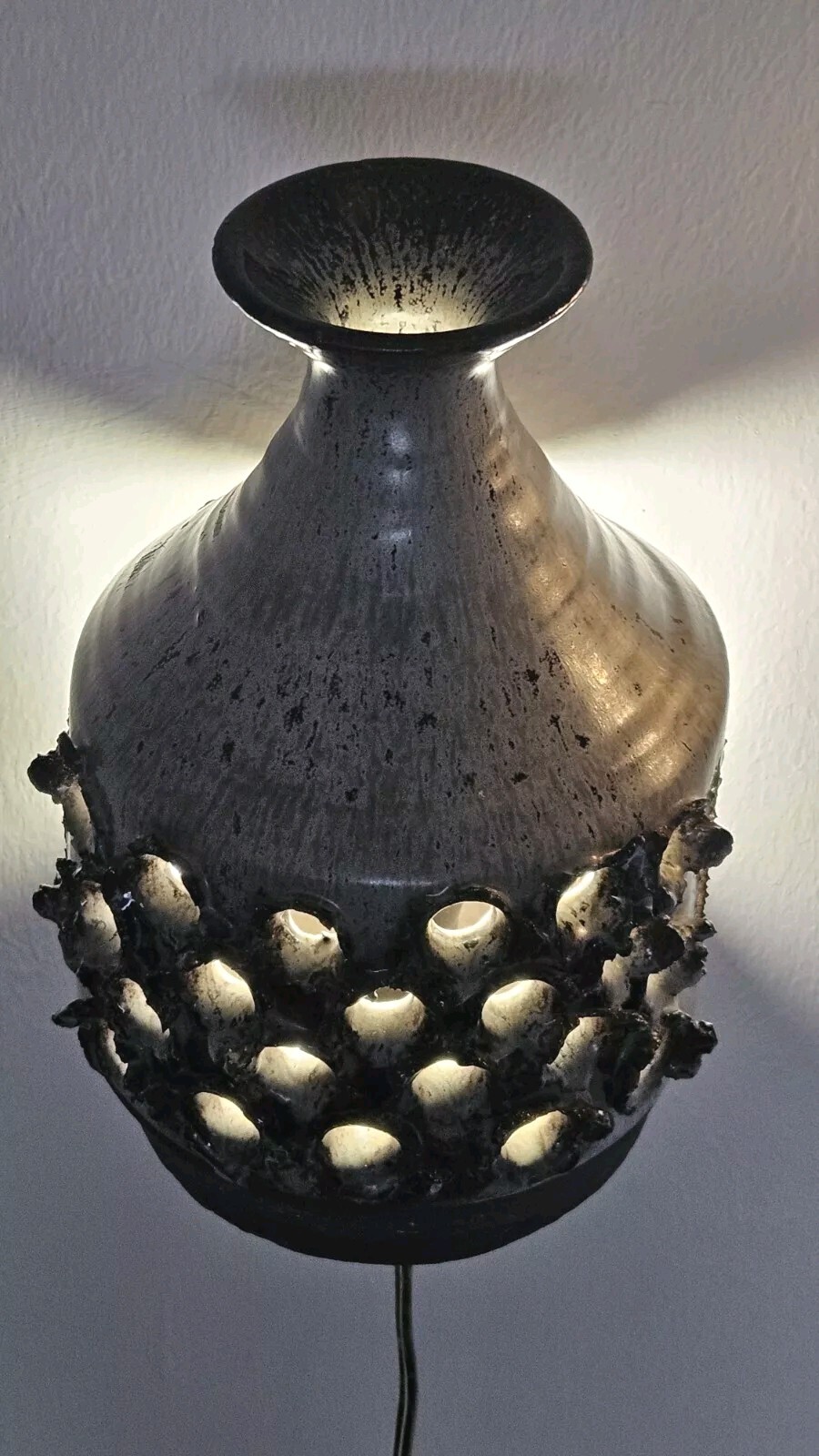 A Pair of Lovemose Danish brutalist Stoneware Vintage Wall Lights