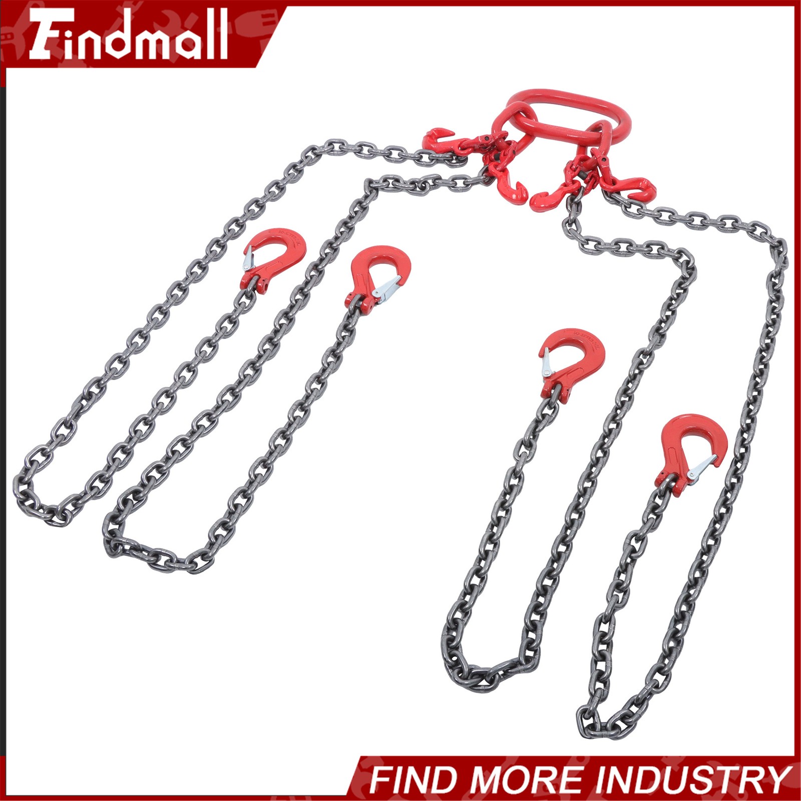 Findmall Chain Sling 5/16In × 5FT G80 11000Lbs 4 Legs Lifting Chain W/Adjusters