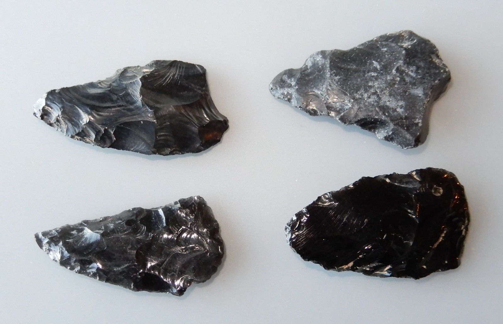 Obsidian Arrowheads x Four (4) 2 1/4" Long Granite Creek,Chino Valley, Arizona