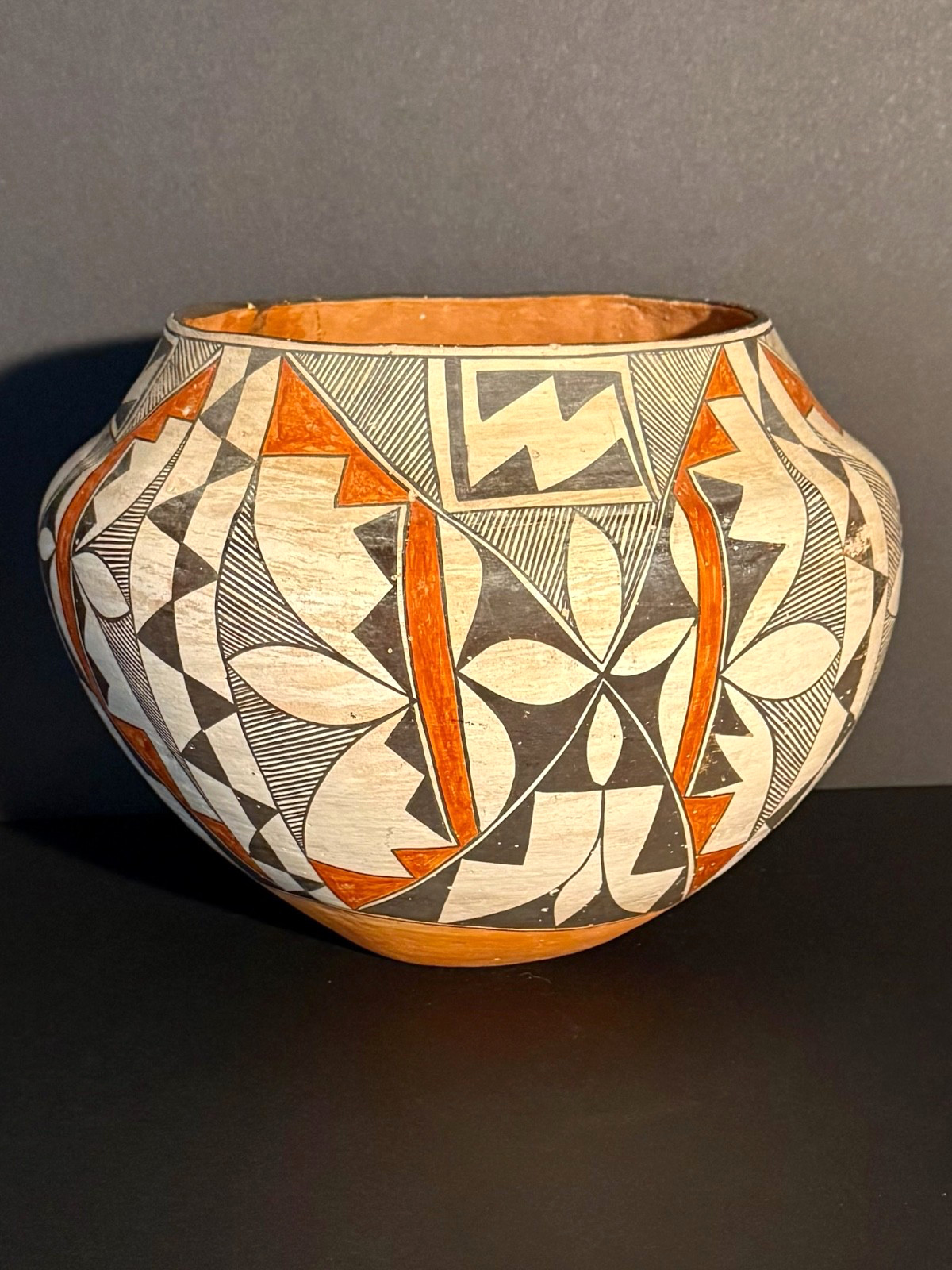LARGE ACOMA POLYCHROME POTTERY OLLA,BEAUTIFUL PAINT DECORATION,C1900, EXCELLENT!