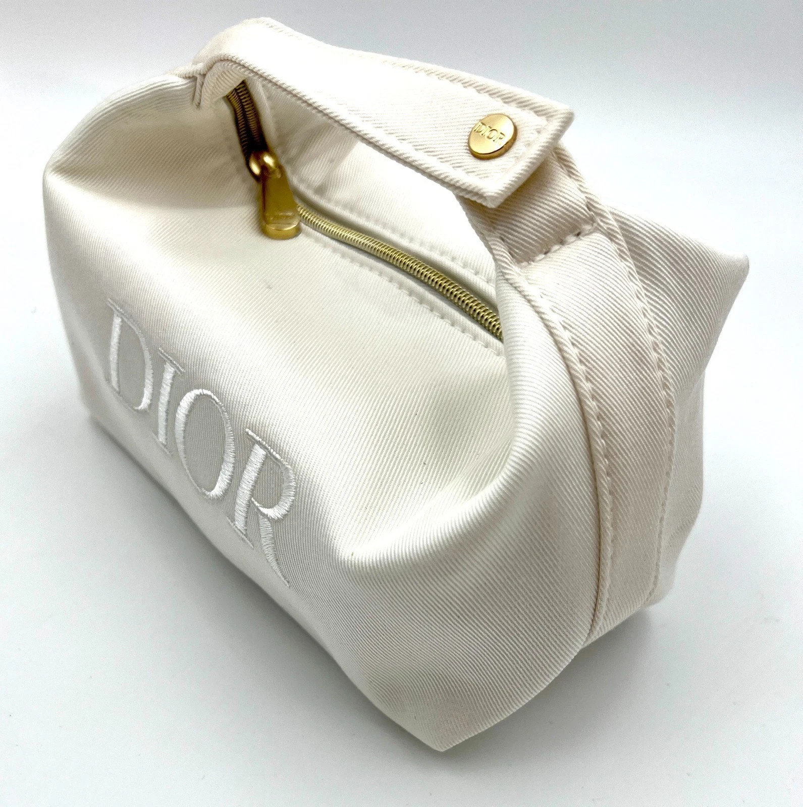 NEW Christian Dior Cosmetic Makeup Bag Pouch With Top Handle New in Box!~ White