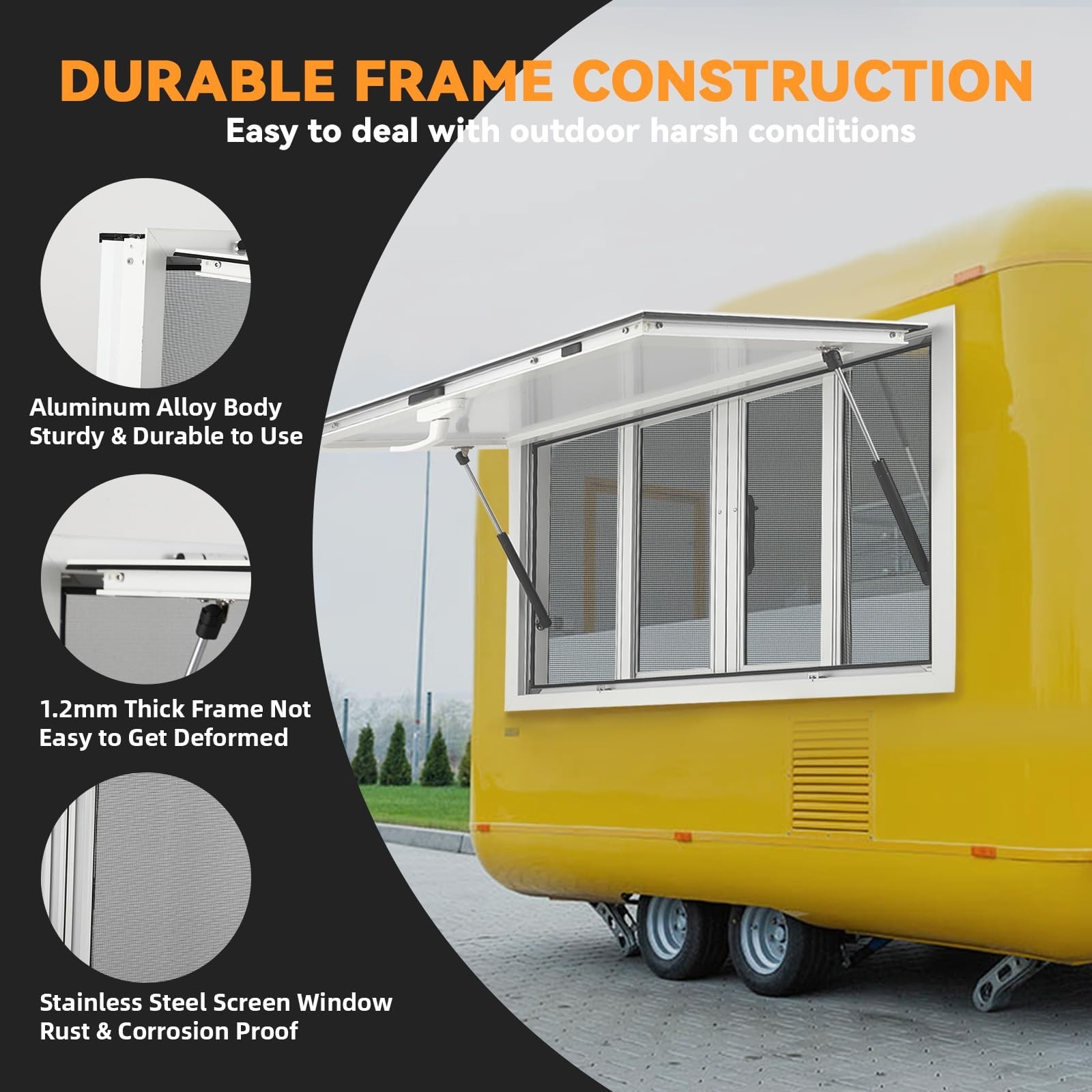 Concession Window 48"x36" Serving Window W/ 4 Horizontal Sliding Screen Windows