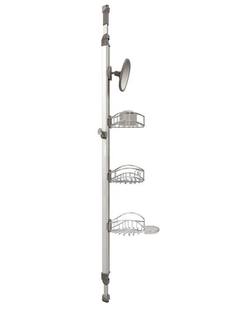 Artika, "Neptune" Tension Rod Shower Caddy Organizer w Mirror | Stainless Steel