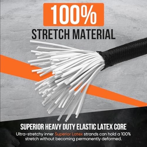 Cuerdas elásticas ajustables con ganchos resistentes, paquete de 12, color negro