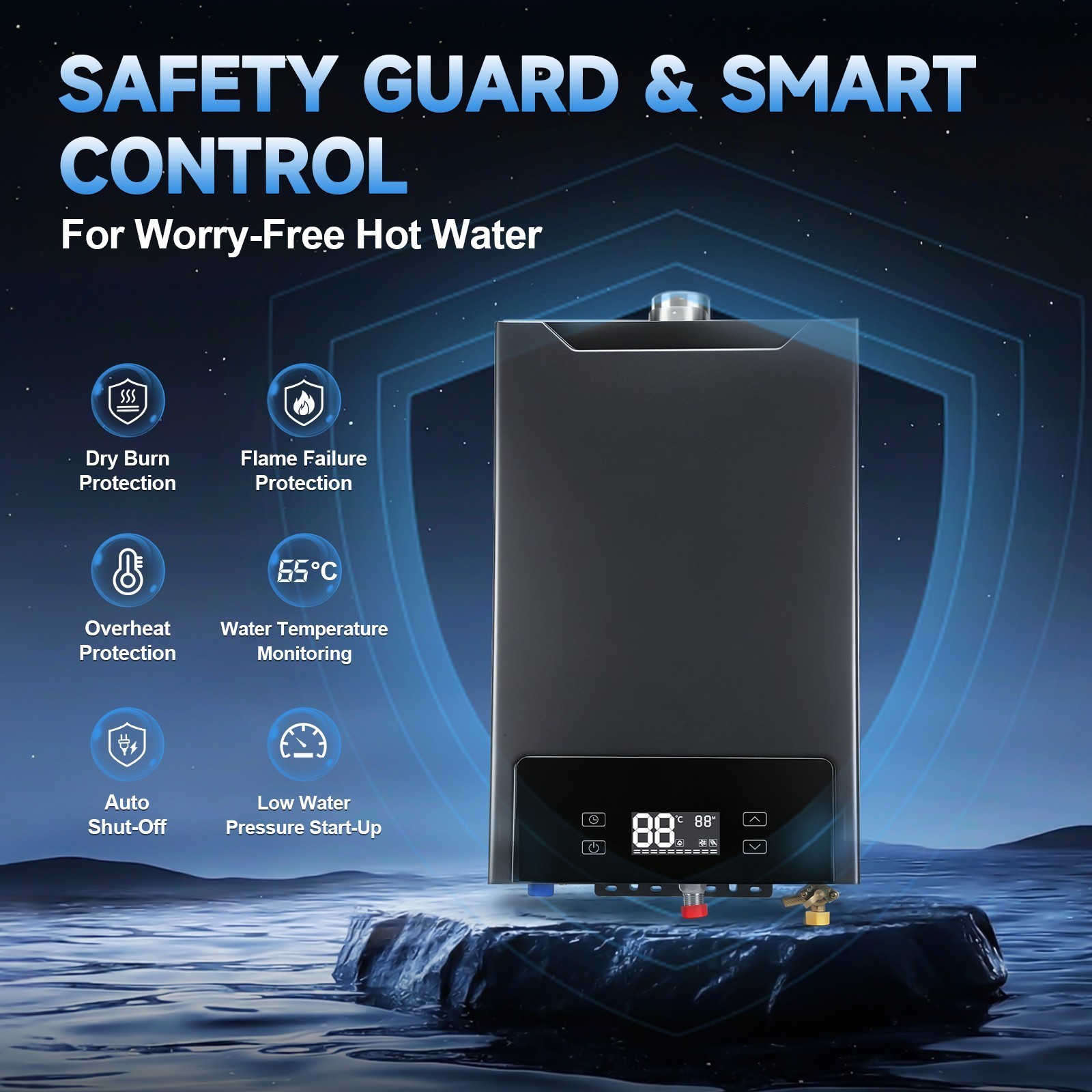 Propane/LPG Gas Hot Water Heater Tankless Instant 32KW 4.3GPM 130,000 BTU 110V