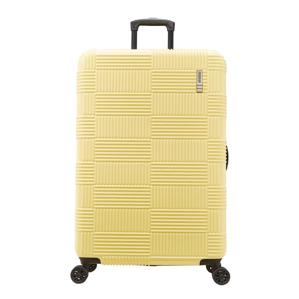 American Tourister Hardside Checked Spinner Suitcase - 28" Yellow