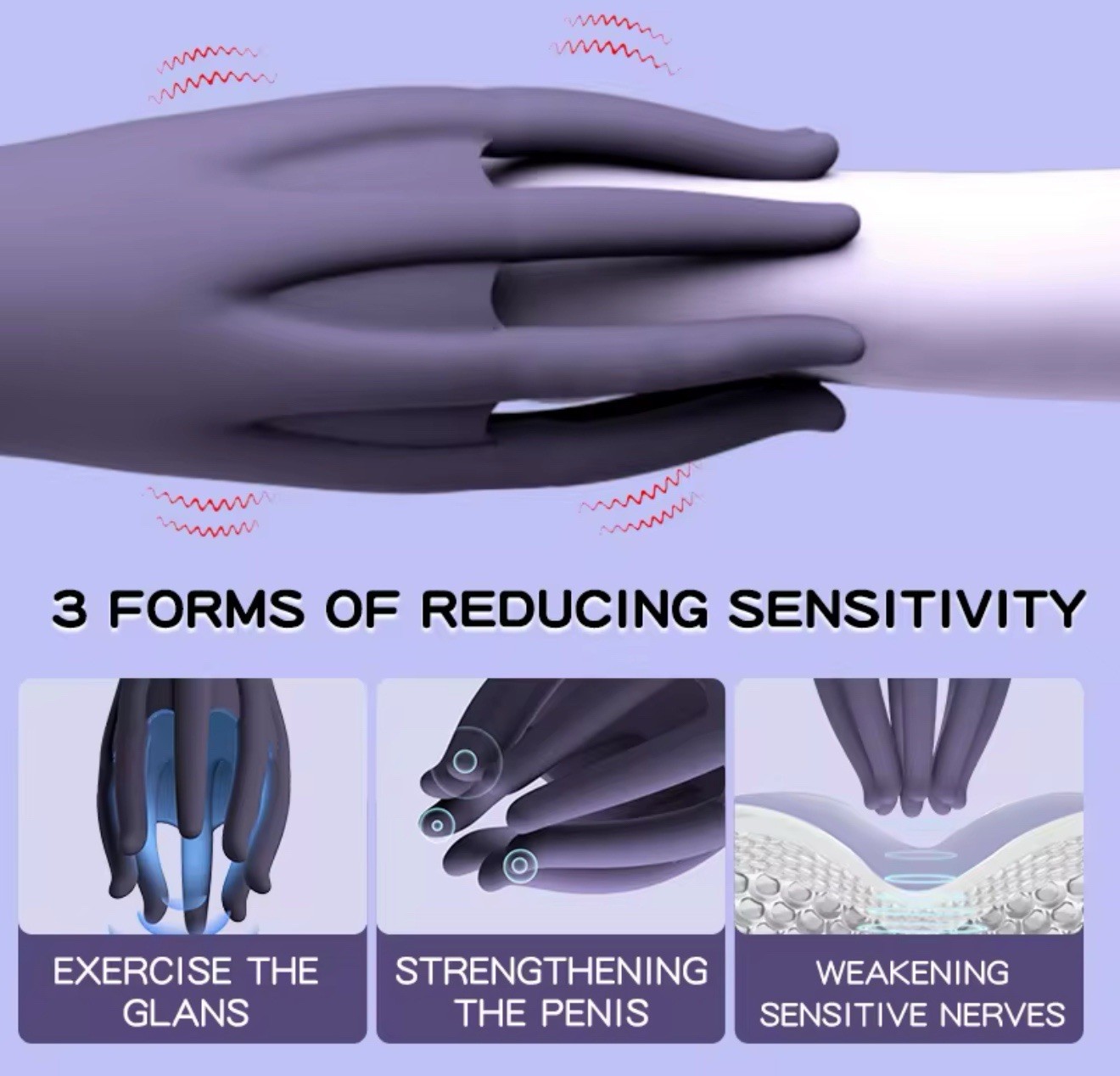 Glans 8-Tentacle Head Exerciser Vibrator 10 Modes USB Rechargeable Silicone