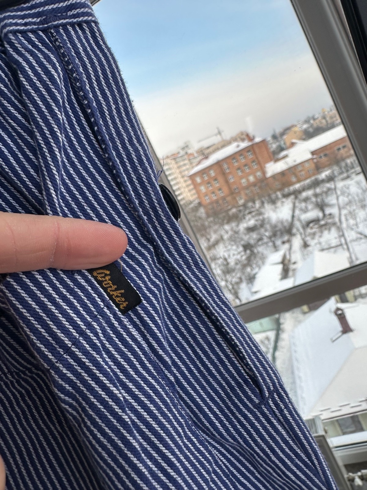 Vintage Worker 60s-70s French Workwear Striped Cotton Pants Sz S