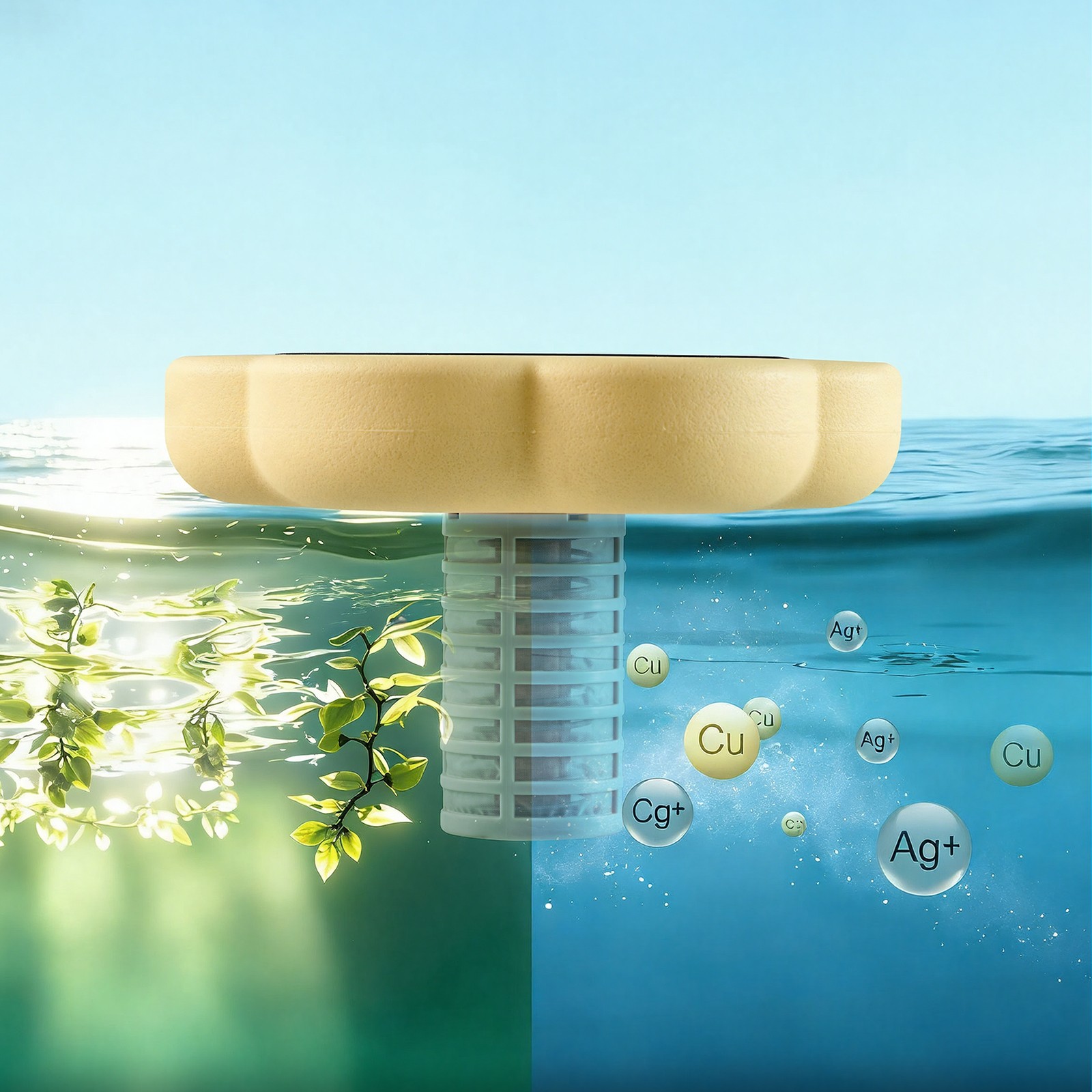 VEVOR Solar Pool Ionizer Petal Copper Pool Ionizer Up to 45000 Gal Yellow