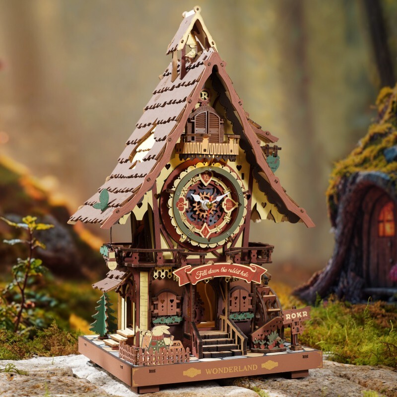 ROKR Vintage Cuckoo Clock Mechanical 3D Wooden Puzzle home Decor Adults Gifts