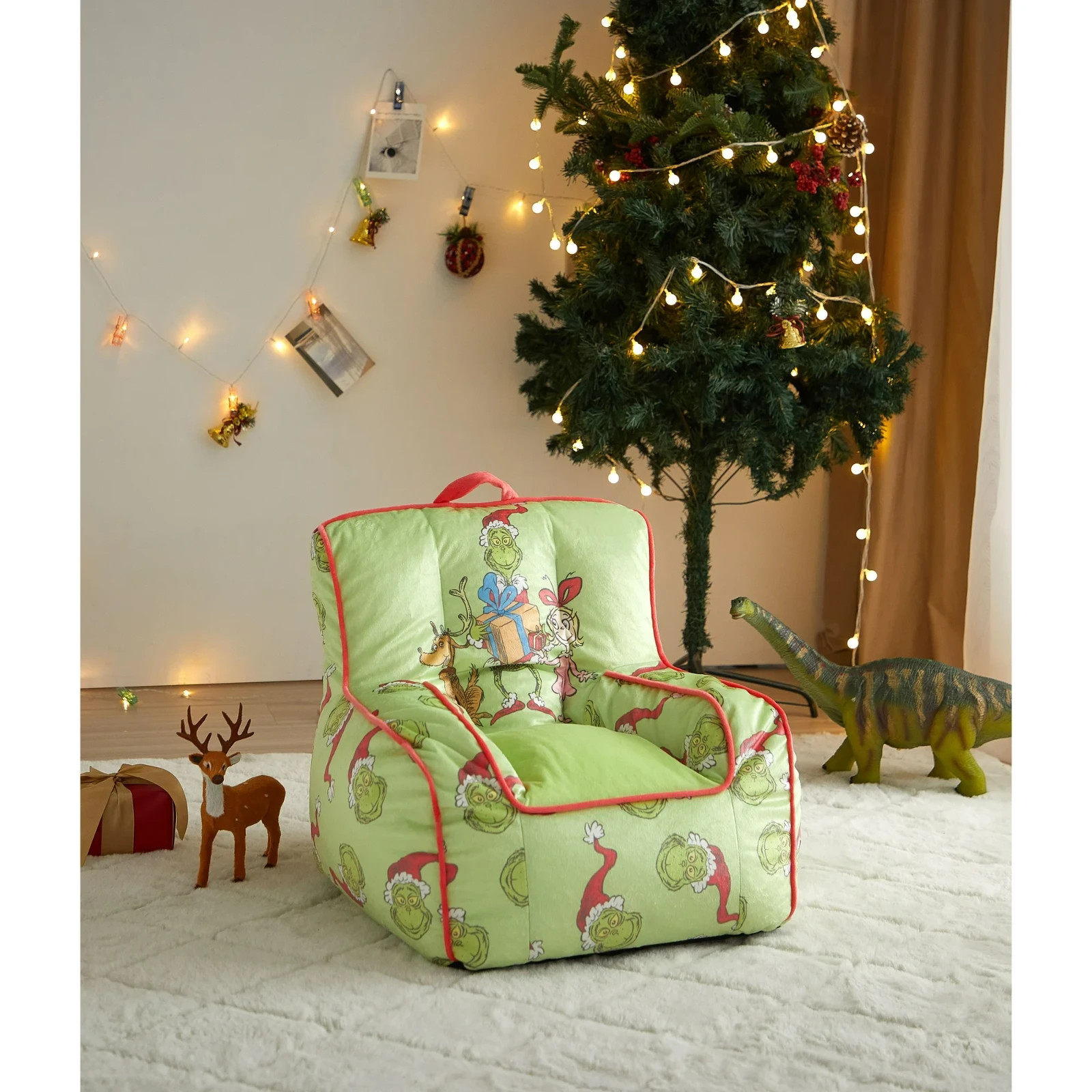 Grinch 18" Toddler Square Beanbag Chair, Green