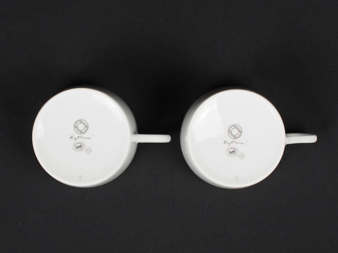 Hermes Rhythm Cup & Saucer Set 2pc White Ceramic with Box Authentic Rare