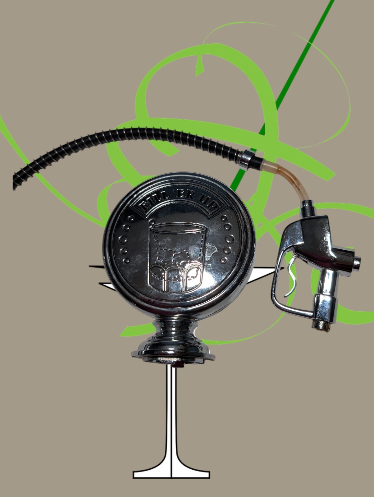 GODINGER Fill’er Up Liquor Pump GAS PUMP Liquor SILVER Beverage Dispenser 14"