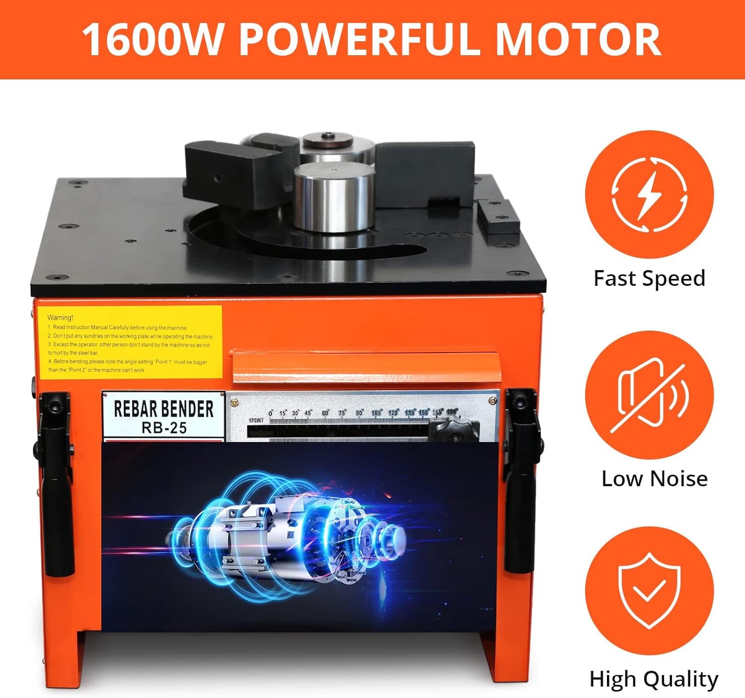 1" #8 Electric Rebar Bender w/ 2 Foot Controls RB-25 Bending Machine 1600W