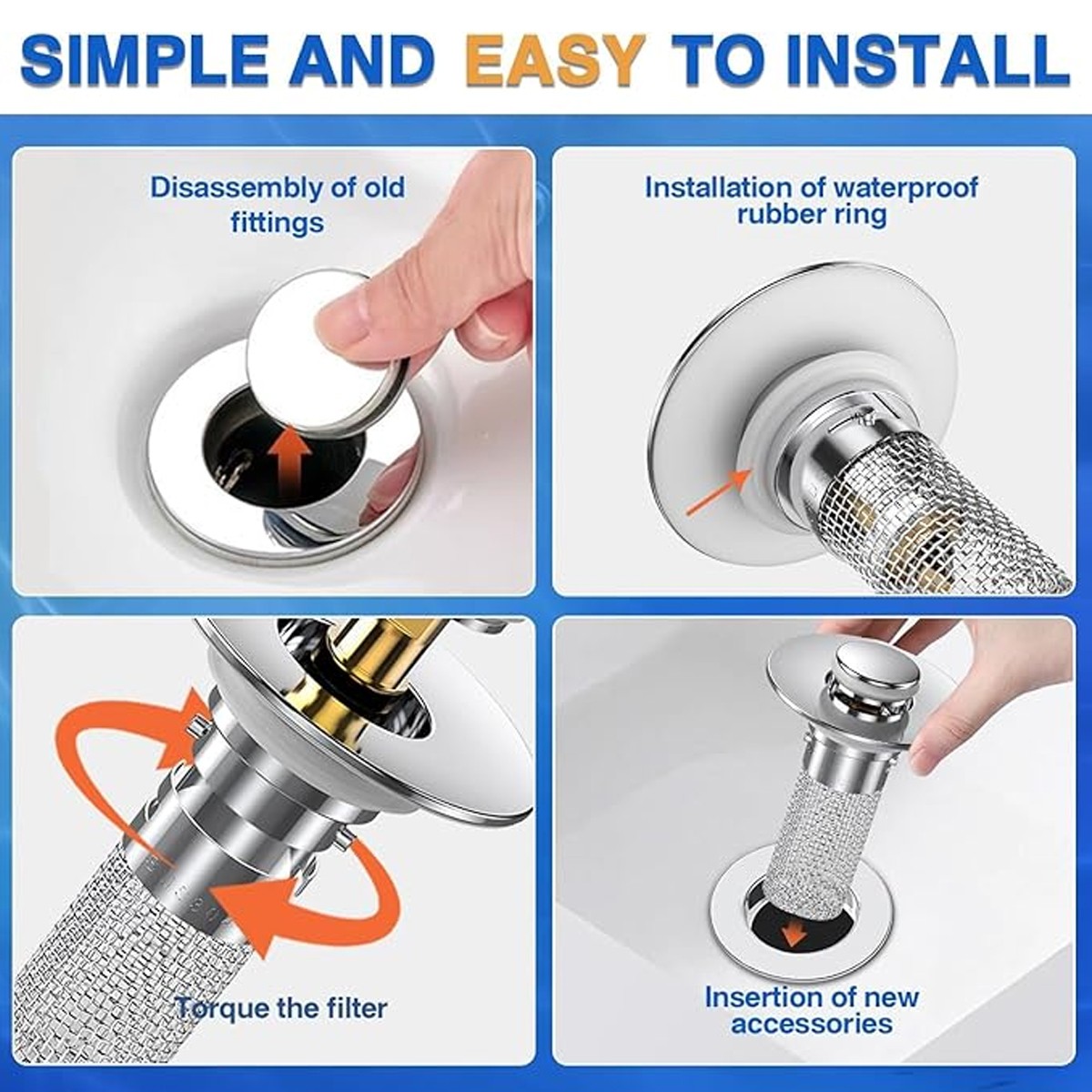 Stainless Steel Floor Drain Filter, Isolate Odor Pop Up Sink Drain Filter（2Pcs）