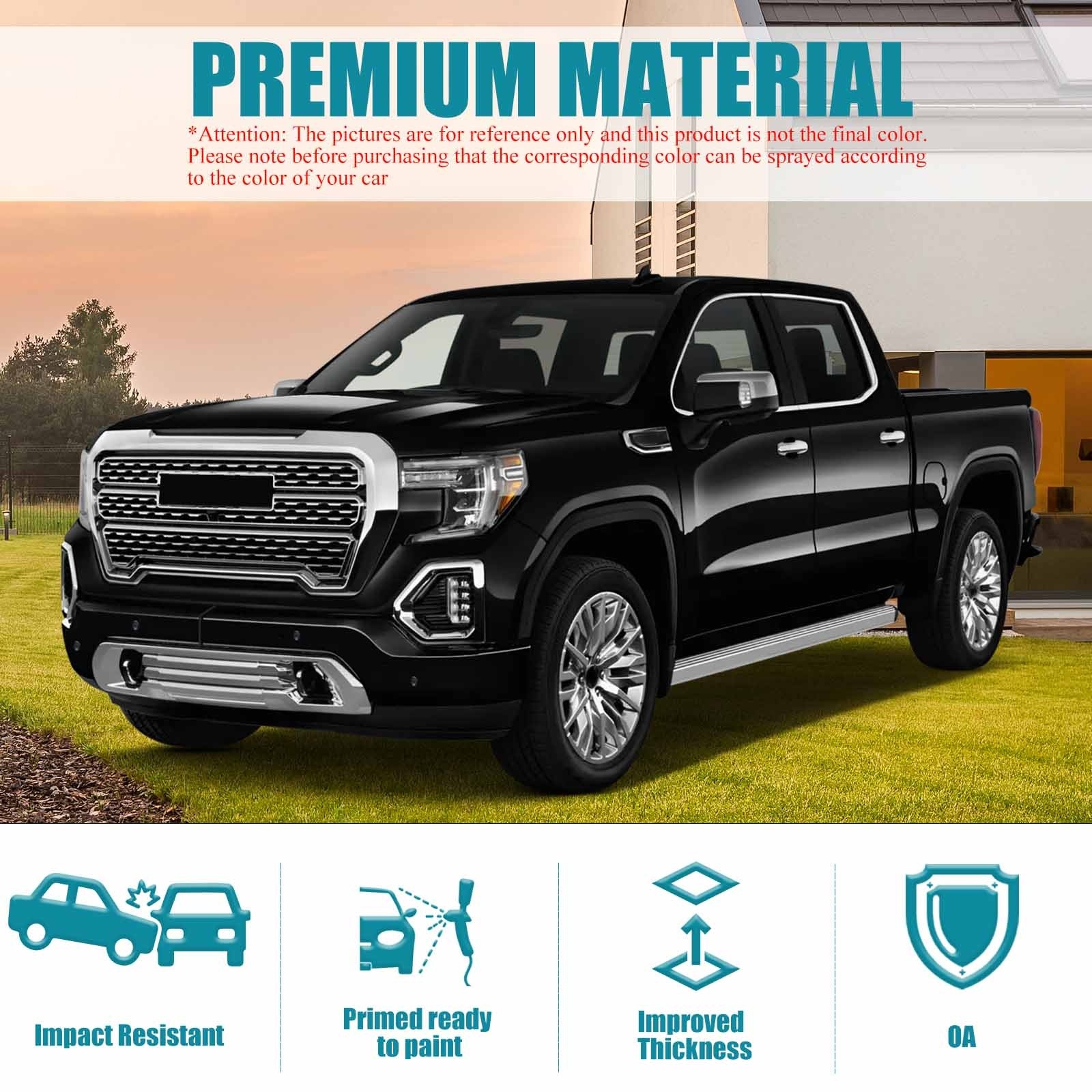 Front Bumper For 2019-2021 GMC Sierra 1500 Black With Sensor holes