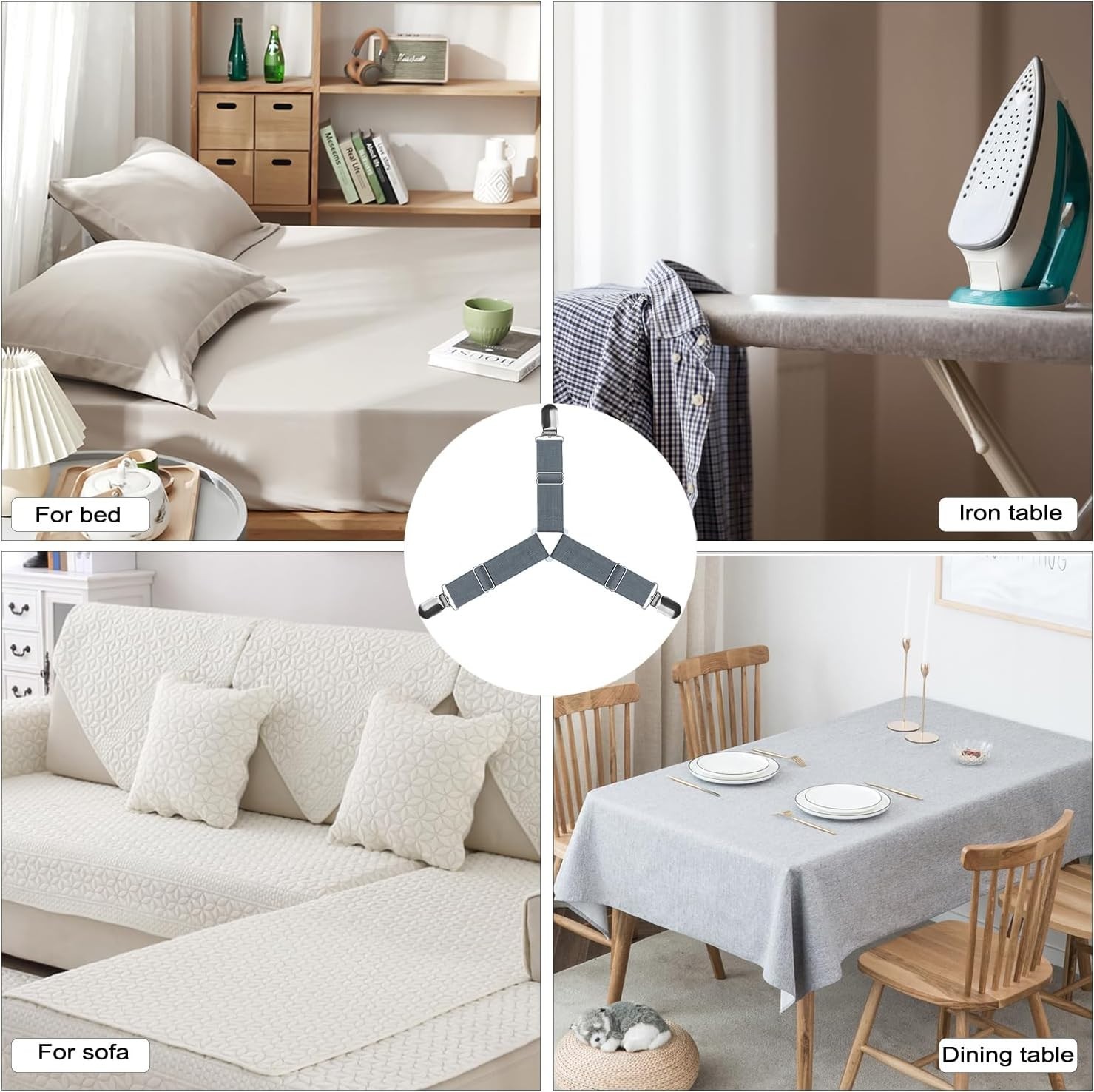 Stay Tidy with 4 Pcs Bed Sheet Straps - Easy Install Fitted Clip System